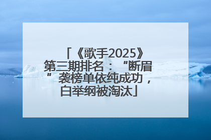 《歌手2025》第三期排名：“断眉”袭榜单依纯成功，白举纲被淘汰