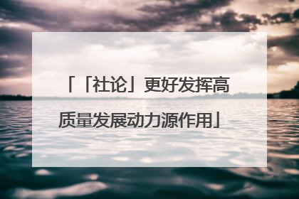 「社论」更好发挥高质量发展动力源作用