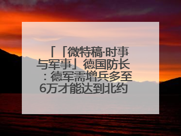 「微特稿·时事与军事」德国防长：德军需增兵多至6万才能达到北约新要求