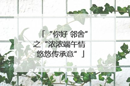 “你好 邻舍”之“浓浓端午情 悠悠传承意”