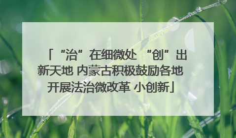 “治”在细微处 “创”出新天地 内蒙古积极鼓励各地开展法治微改革 小创新