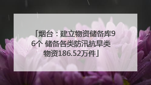 烟台：建立物资储备库96个 储备各类防汛抗旱类物资186.52万件