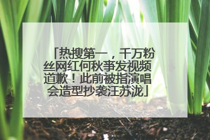热搜第一，千万粉丝网红何秋亊发视频道歉！此前被指演唱会造型抄袭汪苏泷