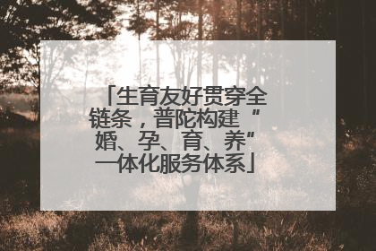生育友好贯穿全链条，普陀构建“婚、孕、育、养”一体化服务体系