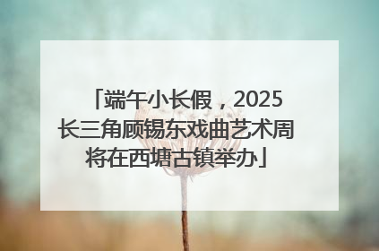 端午小长假，2025长三角顾锡东戏曲艺术周将在西塘古镇举办