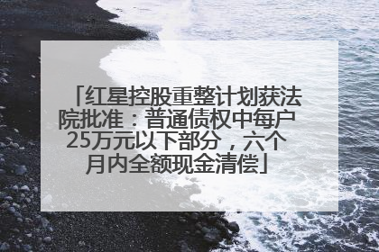红星控股重整计划获法院批准：普通债权中每户25万元以下部分，六个月内全额现金清偿
