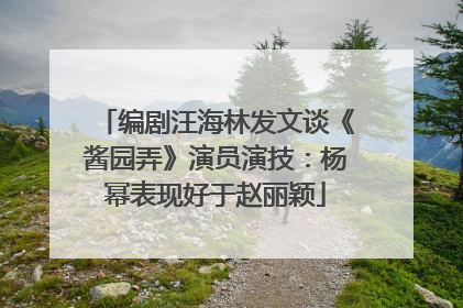 编剧汪海林发文谈《酱园弄》演员演技：杨幂表现好于赵丽颖