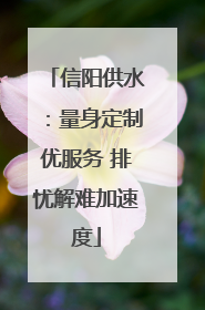 信阳供水：量身定制优服务 排忧解难加速度