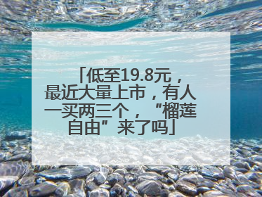 低至19.8元，最近大量上市，有人一买两三个，“榴莲自由”来了吗