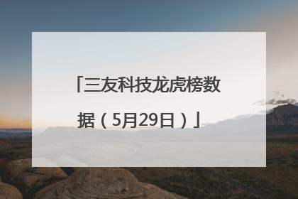 三友科技龙虎榜数据（5月29日）