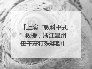 上演“教科书式”救援，浙江温州母子获特殊奖励