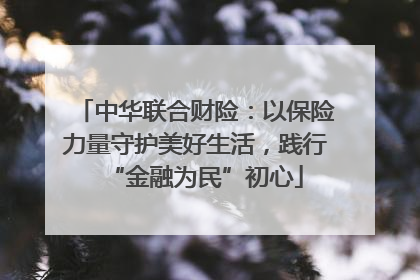 中华联合财险：以保险力量守护美好生活，践行“金融为民”初心
