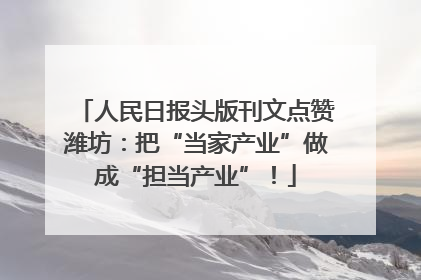 人民日报头版刊文点赞潍坊：把“当家产业”做成“担当产业”！