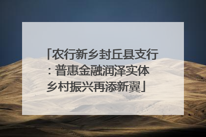 农行新乡封丘县支行：普惠金融润泽实体 乡村振兴再添新翼