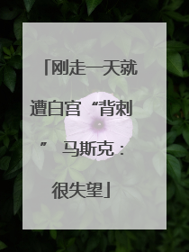 刚走一天就遭白宫“背刺” 马斯克：很失望