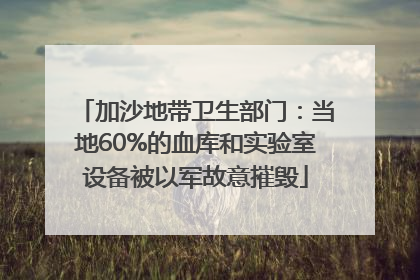 加沙地带卫生部门：当地60%的血库和实验室设备被以军故意摧毁