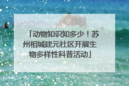 动物知识知多少！苏州相城建元社区开展生物多样性科普活动
