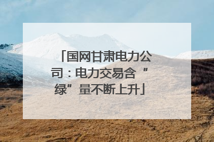 国网甘肃电力公司：电力交易含“绿”量不断上升