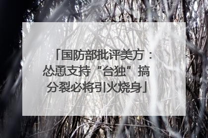 国防部批评美方：怂恿支持“台独”搞分裂必将引火烧身