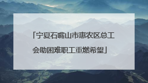 宁夏石嘴山市惠农区总工会助困难职工重燃希望