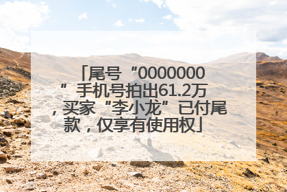 尾号“0000000”手机号拍出61.2万，买家“李小龙”已付尾款，仅享有使用权