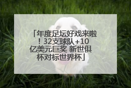 年度足坛好戏来啦！32支球队+10亿美元巨奖 新世俱杯对标世界杯