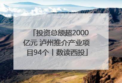 投资总额超2000亿元 泸州推介产业项目94个丨数读西投