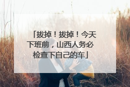 拔掉！拔掉！今天下班前，山西人务必检查下自己的车
