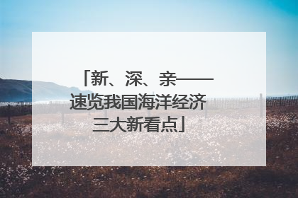 新、深、亲——速览我国海洋经济三大新看点