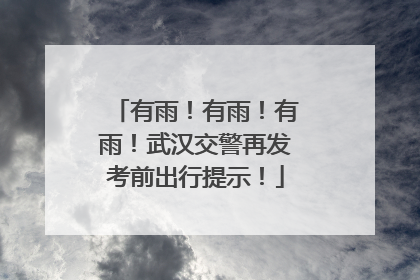有雨！有雨！有雨！武汉交警再发考前出行提示！