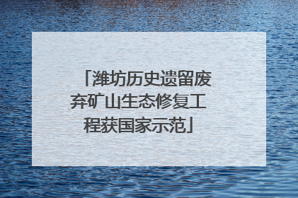 潍坊历史遗留废弃矿山生态修复工程获国家示范