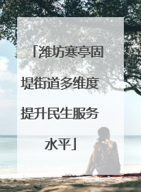 潍坊寒亭固堤街道多维度提升民生服务水平