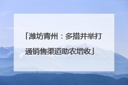 潍坊青州：多措并举打通销售渠道助农增收