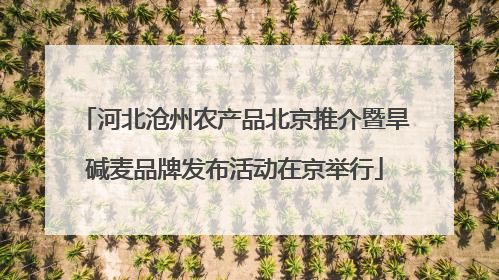河北沧州农产品北京推介暨旱碱麦品牌发布活动在京举行