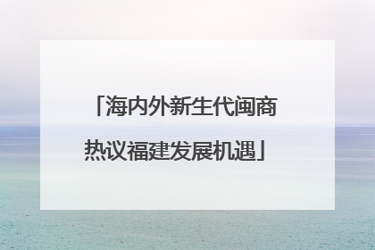 海内外新生代闽商热议福建发展机遇