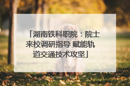 湖南铁科职院：院士来校调研指导 赋能轨道交通技术攻坚