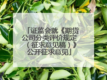 证监会就《期货公司分类评价规定（征求意见稿）》公开征求意见
