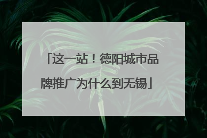 这一站！德阳城市品牌推广为什么到无锡