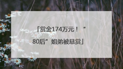 赏金174万元！“80后”姐弟被悬赏