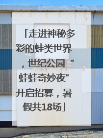 走进神秘多彩的蛙类世界，世纪公园“蛙蛙奇妙夜”开启招募，暑假共18场