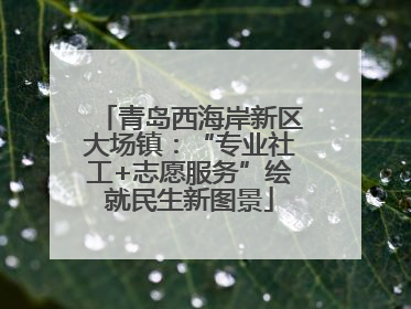 青岛西海岸新区大场镇：“专业社工+志愿服务”绘就民生新图景