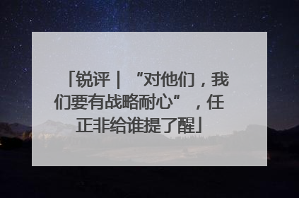 锐评｜“对他们，我们要有战略耐心”，任正非给谁提了醒