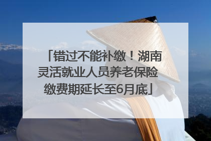 错过不能补缴！湖南灵活就业人员养老保险缴费期延长至6月底