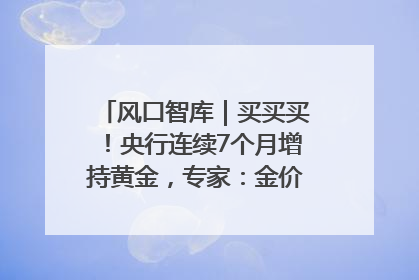 风口智库｜买买买！央行连续7个月增持黄金，专家：金价或仍易涨难跌